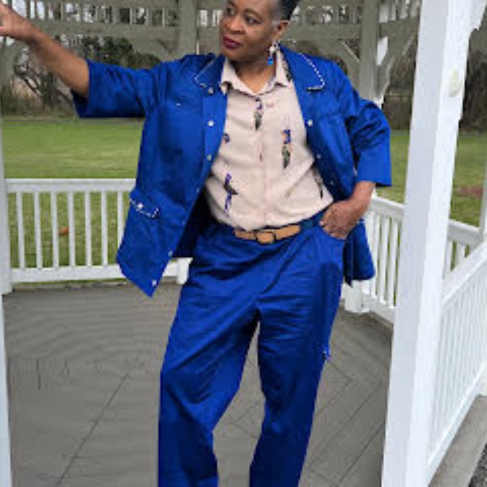 2 PCS Royal Blue Pants Suit, Size 22W